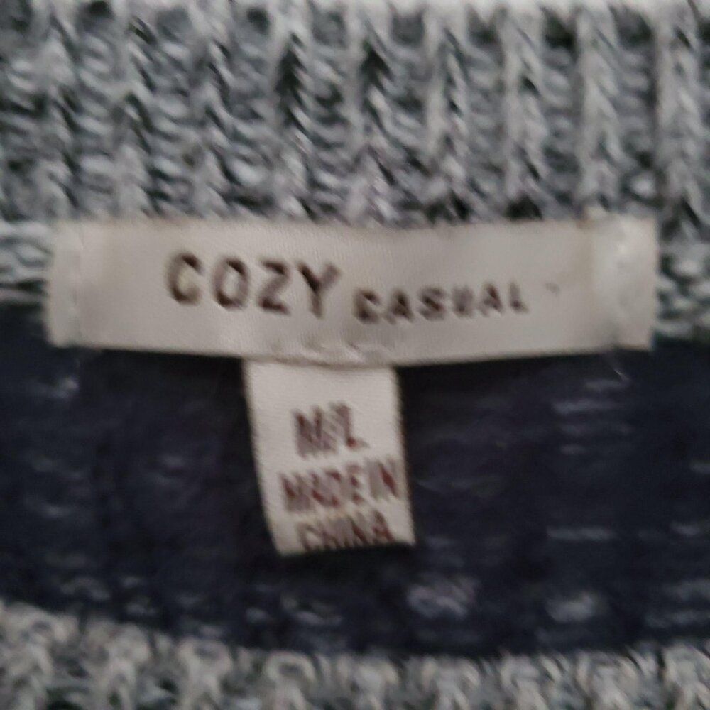 COZY Casual Women's Polka Dot 3/4 Sleeve Knit Gray Pullover Sweater Size M/L - Picture 7 of 10